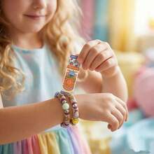 DIY Beaded Sticker Bracelet Kit - The OriginalWearable Shareable Toy Sticker Bracelet +Collection Book ,Includes 120 Mini Stickers,Includes A Wearing Necklace And 4 Rolls Of Super Mystery Stickers - Multicolor - View 5