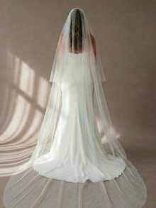 3m Long Bridal Veils With Blusher 2 Tiers Wedding Veil Cover Front And Back Cathedral Drop Style Veil With Comb Wedding Accessories - Multicolor - View 6