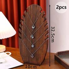 1pc Wooden Jewelry Display Stand, Necklace & Bracelet Holder, Pendant & Bead Organizer, Retail Display Prop - Walnut Color - View 8