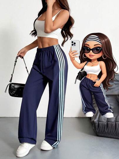 AITYI Studio Women's Slim Fit Stylish Cargo Pants, Comfortable Casual Everyday Outdoor Striped Pants, Suitable For Graduation, Back To School, Halloween, Night Out, Dancing, Daily Wear, Versatile Streetwear