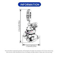 CYMYSS 1件简约可爱925镀银镶嵌立方氧化锆兔子母子拥抱吊坠，适合女性，生日/母亲节礼物 - 彩色 - 查看 4