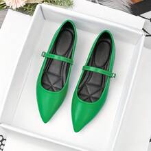 2026 Pointed Toe Comfortable Mary Jane Shoes, Fashionable Strap Versatile Flat Shoes - Green - View 2