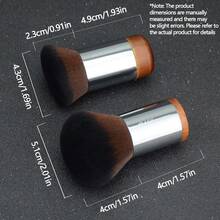 1pc #112 Portable Angled Foundation Brush, #124 Loose Powder Brush, Short Handle Makeup Brushes - Silver - View 4