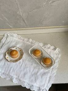 1pc/2pcs/6pcs Korean Wave Texture Striped Placemats, Princess Style Dining Cloth With Ruffle Edges, Cute Food Plate Insulation Mats - Multicolor - View 5