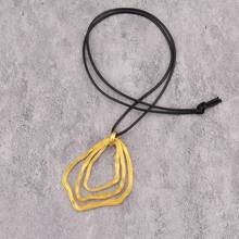 1pc Women's Fashionable Minimalist 7 Layer Asymmetrical Circle Pendant Long Chain Necklace - Golden Geometric Ring - View 7