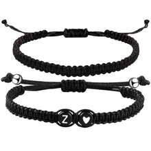 2件套黑白心形26字母编织手链，简约百搭爱心手链套装 - 黑色 - 查看 15