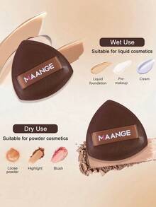 MAANGE 1pc Triangle Makeup Sponge Puff With Storage Box, Soft Texture, Wet & Dry Use, Reusable Makeup Tool For Foundation, Powder, And Cream, Portable Travel Gift, Suitable For Women And Girls - Coffee Brown - View 6