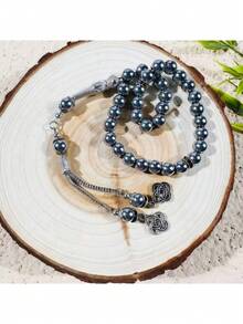 33 Beads, Double-Headed, Natural Black Calcite Bracelet, Grade 7A Natural Niche Beaded - Multicolor - View 8