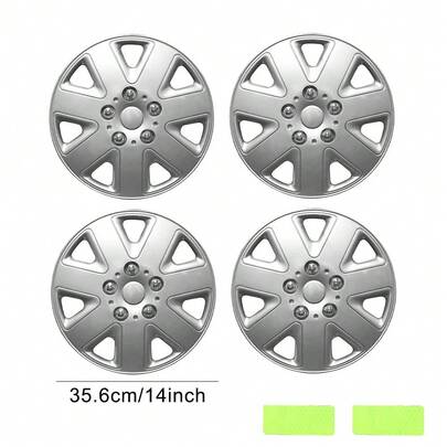 SET OF 4 X 14 INCH (14") ALLOY LOOK WHEEL TRIMS COVER HUB CAPS TYRE CAP SILVER