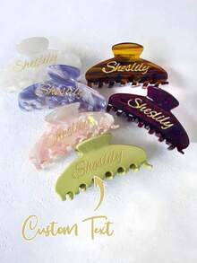 1pc Personalized Gameday Name Custom Hair Clip, Bridesmaid Gift, Customized Name Hair Claw, Hair Accessory, Custom Name Hair Clip, Hair Clip, Personalized Gift, Birthday Gift, Party Favor, Anniversary Gift, Hair Accessory Gift, Wedding Hair Accessories, Spring Summer Bright Colors, Cute, Funny, Kawaii, Y2K, Unisex,Vacay Vibe Au,Hair Accesoriesfor Women - Multicolor - View 2