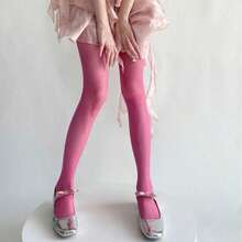 Spring Summer New Sheer Velvet Pantyhose Women Candy Color Sheer Nude Tights Y2K Sexy E-Girl Soft High Waist Hosier - màu da - Xem 2