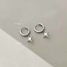 1pair Women's Unique Design Fashionable Star Earrings With Four Pointed Star Pendant, Summer Ins Style - 1pair - View 8