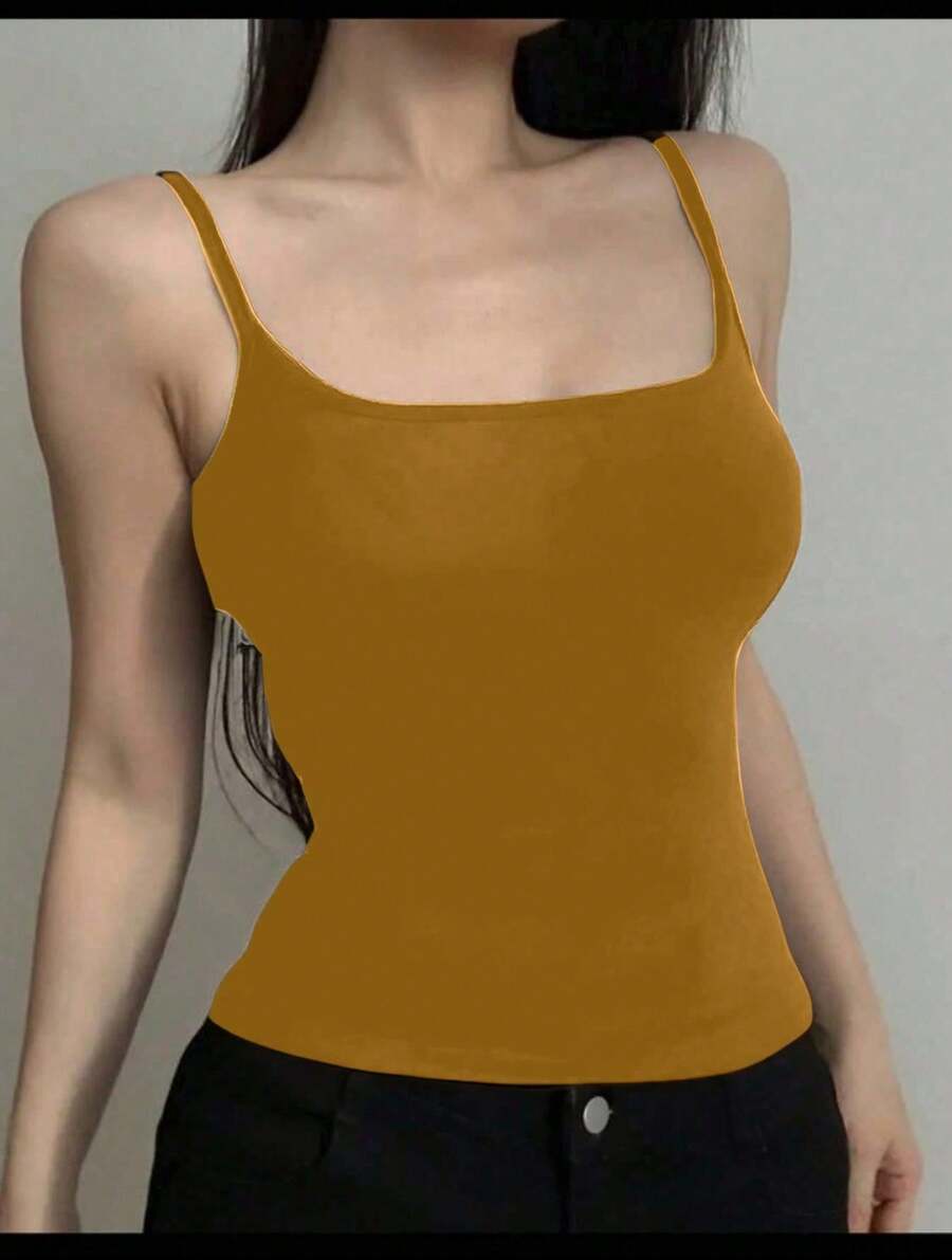 Basic Women's Tank Top With Straps. Basic Baita Nightgown/Vest - Brown - View 1