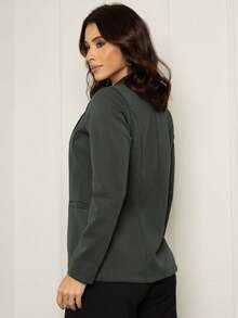 Women's Elegant, Timeless, Tailored Blazer, Fitted Overcoat - 軍綠色 - 查看 3