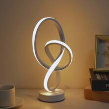 1pc Modern Minimalist Twist 8 Shape Desk Lamp, 3 Color Changing, Suitable For Creative Decor, Mood Lighting, Living Room, Bedroom, Dining Room, Bedside Lamp - 插電三色款 - 查看 7