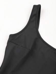 Women's Black Square Neck Sexy Slim Fit Jumpsuit ,Fitted Strappy Casual Everyday Jumpsuit, Spring And Summer, Women's Clothing - Black - View 4