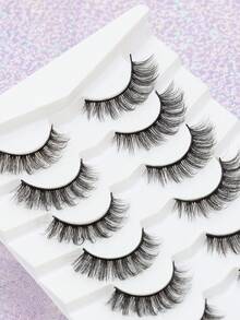 7 Pairs 3D Natural Eyelash Eyelashes Dramatic False Eyelash Extension Wholesale Makeup Tools - Black - View 5