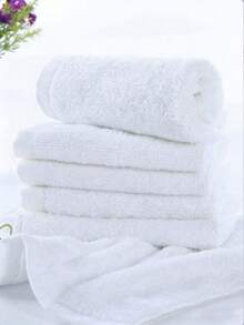 25*25cm Cotton Hotel/Kitchen Absorbent White (Thin) Washcloth, Motel Hand Towel, Multi-Purpose Facial Towel, 5pcs/10pcs Set - White - View 2