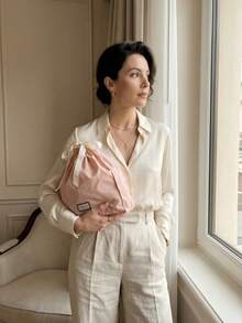 Gucci 粉色碎花抽绳包 - 大容量化妆包，女士旅行洗漱用品收纳包 - 粉色 - 查看 1