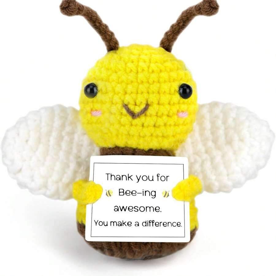 1PC Cute And Charming Humorous Positive Bee With A Positive Card, Suitable For Mother's Birthday, Graduation Day, A Cute Handmade Lucky Gift, It Is A Wonderful Gift That Can Offer Support... - Multicolor - View 1