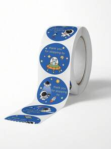 1 Roll Blue Astronaut & Alien Stickers, Non-Curling Self-Adhesive Sticker - Multicolor - View 1