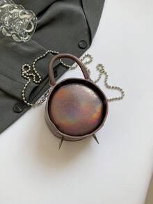 小众设计激光全息音符小圆包，少女手提斜挎链条包，甜美休闲零钱包 - 槍色 - 查看 10