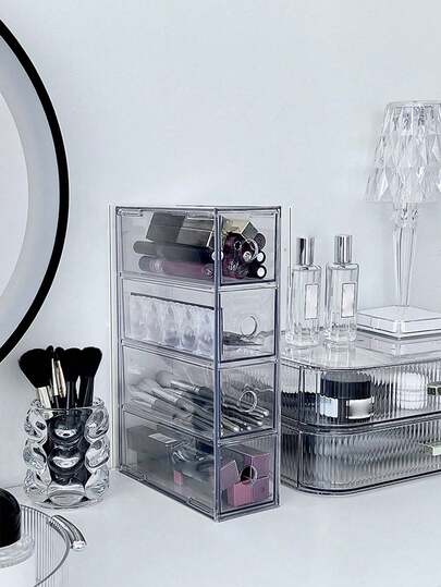 1 Stück große Kapazität Acryl Horizontal & Vertikal Dual-Use Schreibtisch Aufbewahrungsbox, Stifthalter, Kontaktlinsenetui, Studenten Büro Schubladenorganizer, Filzstift Stationerie Brillenetui