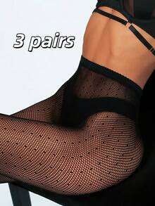 1pc Women's Sexy Tight-Fitting Starry Fishnet Stockings, High Elasticity Sexy Lifting Leggings, Suitable For Fashion-Conscious Wearers Christmas Gift - Black - View 18