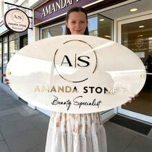 Custom Oval Wall Sign With Gold-Tone Bracket, Includes All Installation Materials, Customizable For Hair Salons, Outdoor Beauty Rooms, Lash Studios And Other Commercial Signage, Modern Decor For Specialty Shops - Multicolor - View 7