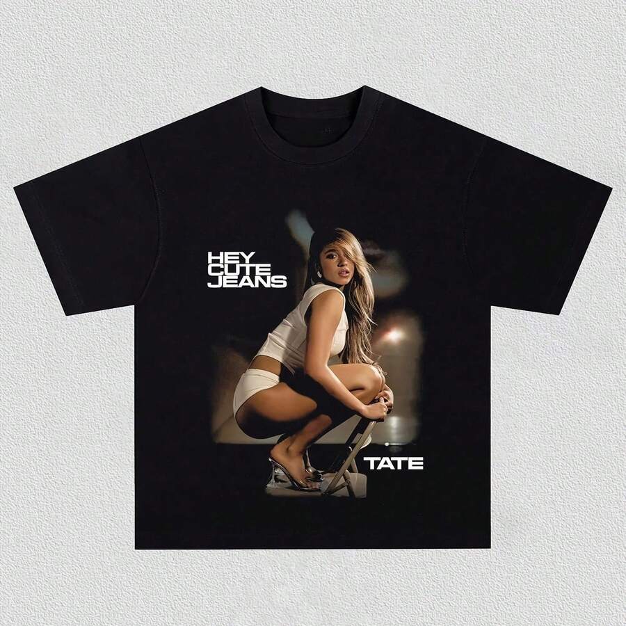 Tate McRae Album Graphics 100Cotton Unisex Shirt 2026 Summer Harajuku1 Mens Womens Y2k Short Sleeve O-Neck Tshirt Fan Gi - màu đen - Xem 1