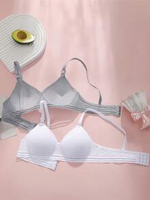 Set de 2 sujetadores para niñas y adolescentes, cómodos y transpirables con acolchado, adecuados para edades de 13 a 16 años - Multicolor - Ver 2