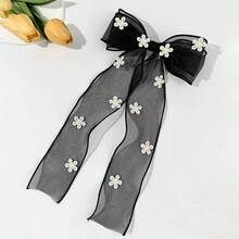 1 pieza Coletero elástico de mujer con lazo de red de estilo sencillo, apto para uso diario - Negro - Ver 2