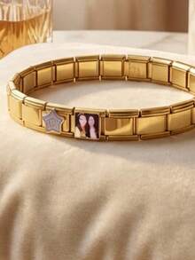 Charm Personalizado con Foto Cuadrada – Acero Inoxidable Color Dorado | Diseño Moderno - Dorado - Ver 2