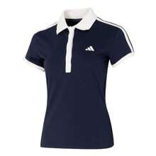 Adidas 女士经典POLO短袖T恤，舒适休闲运动上衣，KD7597 - 傳奇墨水藍/白色 - 查看 1