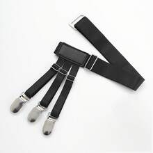 男士衬衫固定带一双，可调节弹力衬衫吊袜带，欧美商务百搭袜式吊带，街头朋克风配饰 - 黑色 - 查看 4