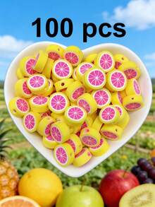 100/200/500/1000pcs Soft Polymer Clay Strawberry, Fruit, Lemon Slice Beads | DIY Jewelry Making, Bracelet & Accessory Spacer Beads, Citrus Themed Craft Supplies - Multicolor - View 31