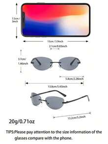 1 Stück Y2K futuristisch umwickelte schwarze Sportbrille, modische rahmenlose Brille geeignet für den täglichen Gebrauch, Street-Style, Urlaub, Strand, Schulanfang - Schwarz - View 3