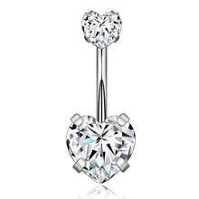 1pc Women's Stainless Steel Navel Ring With Heart-Shaped Zirconia Stone, Sexy & Charming, Shiny Body Piercing Jewelry Suitable For Party And Daily Wear - Silver - View 6