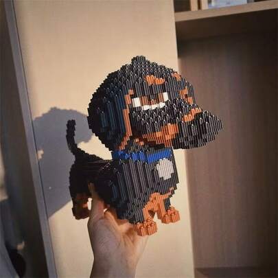2033PCS Cartoon Dog Shaped Building Blocks, Including Schnauzer, Dachshund, Husky And Other Pet Dog Shaped Building Block Sets. Birthday Gift Room Decoration.