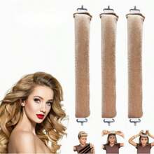 三件套免加热卷发工具套装：卷发棒、发圈和泡沫卷发器，专为女性发型设计，无需加热，是沙龙、美容院、旅行、返校和度假的理想之选。此套装包含女士美发配件、造型工具和护发工具。 - 彩色 - 查看 9