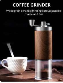 1件现货便携式手摇咖啡研磨机，木纹手动咖啡研磨机 - 棕色 - 查看 9