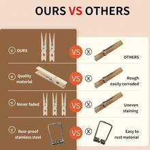 Wooden Clothes Pins,50 Pack, 2.9 Inch, Large Natural Birchwood Rust, Moisture Resistant Clothes Pegs, Heavy Duty Clothespins,Clothes Pins For Craft, Clips For Pictures - B - View 7