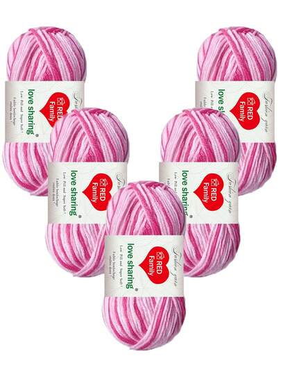 250g 5pcs/Set Ombre Acrylic Yarn Kit, Suitable For Weaving Bags, Scarves, Shawls, Clothing And DIY Wallet Making