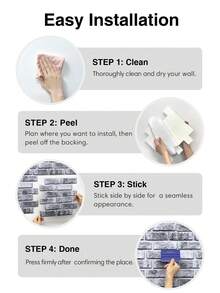 1/10/20片装仿砖纹自粘PVC墙板，3D装饰墙贴，11.8英寸 x 11.8英寸，防水耐热，适用于厨房、农舍、壁炉等场所。复古墙面装饰，室内装饰 - A - 查看 9