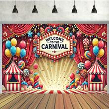 1 Piece Of Carnival Banner With Balloons And Stars - A Vibrant Circus-Themed Decoration Suitable For Parties, Weddings, And Holidays|Durable Polyester Fiber Party Decorations, Ideal Gifts For Family Gatherings And Celebrations, Room Decoration Accessories|Vibrant And Grand Dance Design|Visually Appealing Decoration - 多色 - 查看 2