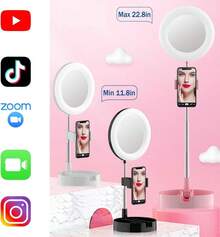 Aro De Luz Led Y3 Celular Foto Video Maquillaje Con Espejo - Negro - Ver 2