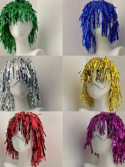 12pcs Colorful Party Wigs, Suitable For Men And Women, Applicable For Disco Costumes, Holiday Birthday Gifts, New Year's Eve And Music Festivals As Basic Colored Party Drama Wigs