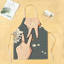 1pc Cherry Blossom Pattern Apron, Creative Funny Fashion Printed Apron, Home Cleaning Apron, Easy Clean Kitchen Cooking Apron, Creative Home Apron - Multicolor - View 14