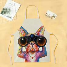 1pc Maneki-Neko Design Apron, Creative Funny Fashionable Printed Apron, Home Cleaning Apron, Easy Clean Kitchen Cooking Apron, Creative Home Apron - Multicolor - View 4