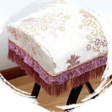 1个古筝（中国古筝）防尘罩，通用135厘米流苏缎面雕花古筝防尘罩，双面雕花古筝罩 - 查看 6